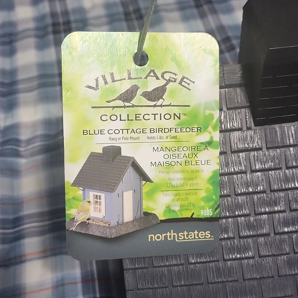 Blue cottage house birdfeeder NWT Village Collection blue gray NEW